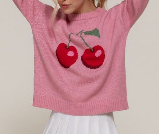 Long Sleeve Cherry Sweater