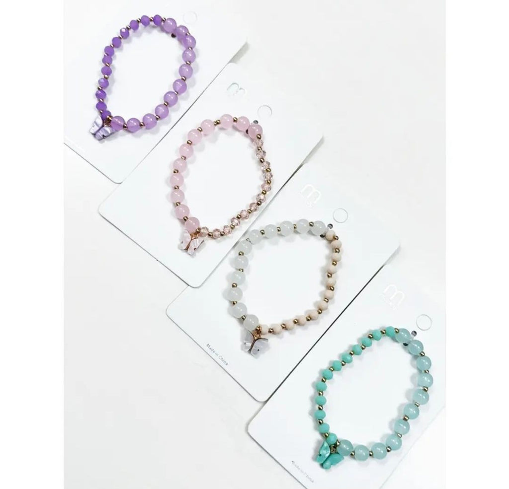 Butterfly Pendant Mix Bead Bracelet
