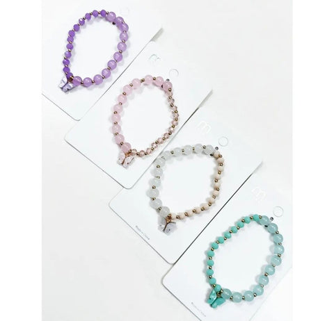 Butterfly Pendant Mix Bead Bracelet