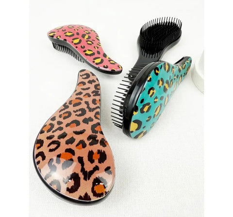 Glide On Easy Grip Leopard Print Hair Brush