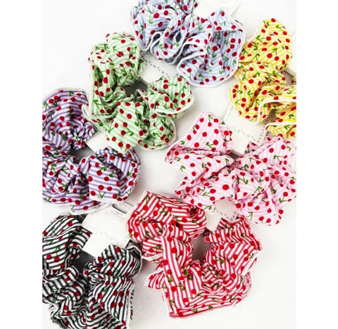 Stripe/Cherry Print Scrunchie