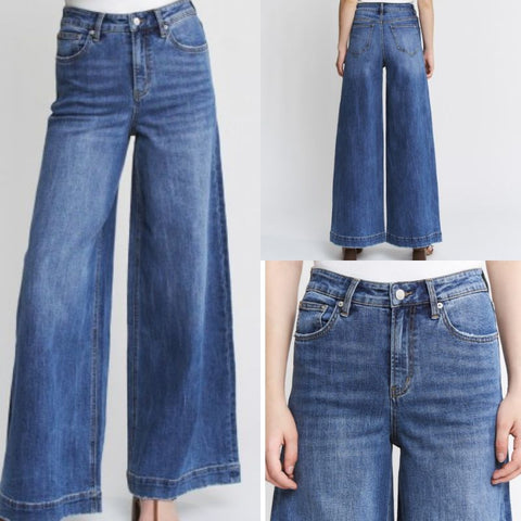Super High Wide Leg Slouchy Wash Jeans