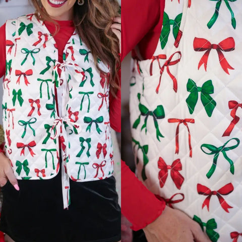 Bow Quilted Tie Vest