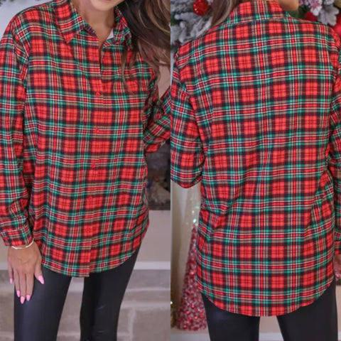 Plaid Button Up Tunic/Top