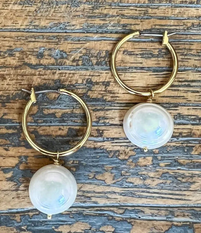 Small Pearl Hoop Earrings