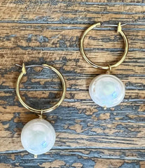 Small Pearl Hoop Earrings