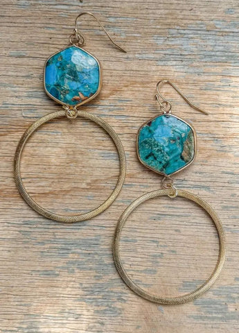 Janet Turquoise Hoop Earrings
