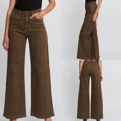 Super High Wide Leg Leopard Jeans