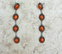 4 Tiers Orange Stone Dangle Earrings
