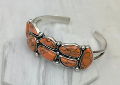 Silver Metal With Orange Stone Bangle