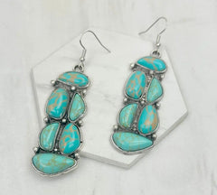 Silver Metal With Light Blue Turquoise Earrings