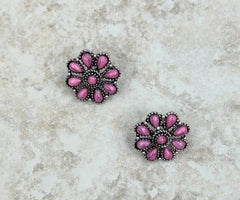 Pink Stone Concho Earrings