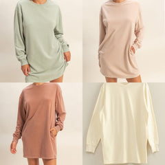 Mineral Washed Oversized Mini Sweatshirt Dress