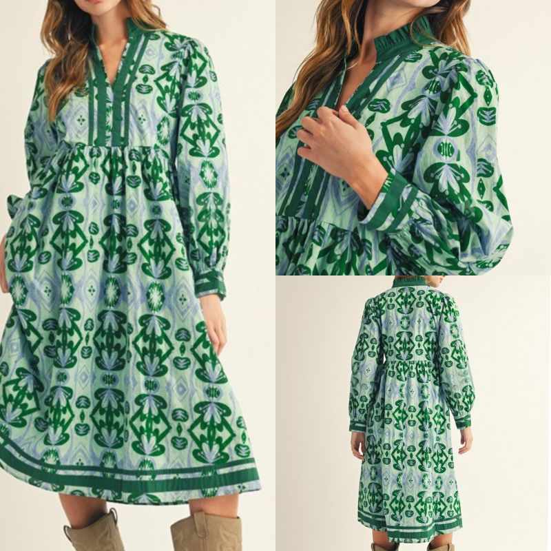 Geo Floral Midi Dress