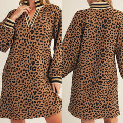 Leopard Textured Shift Dress
