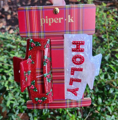 Holly Christmas Hair Clips