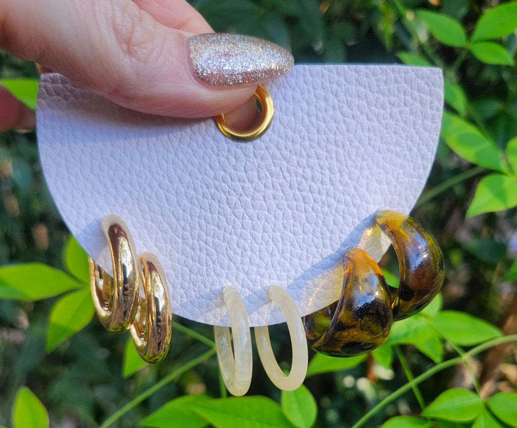Brown/Gold Mixed Hoop Earring Set