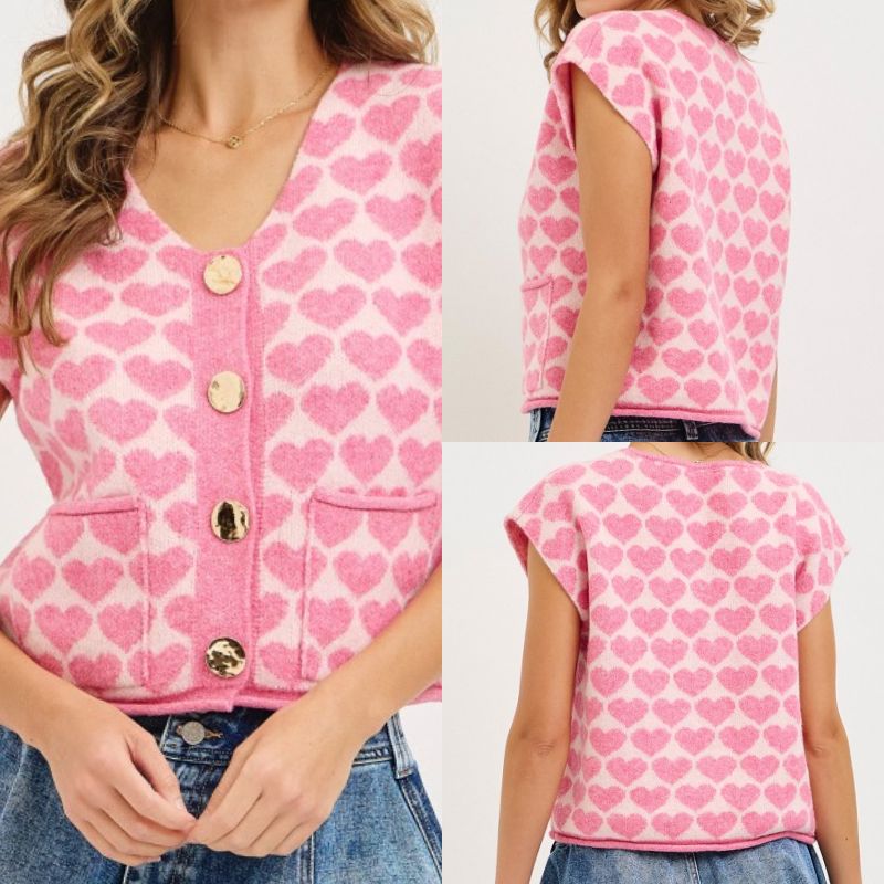 Valentine Heart Sweater Knit Top