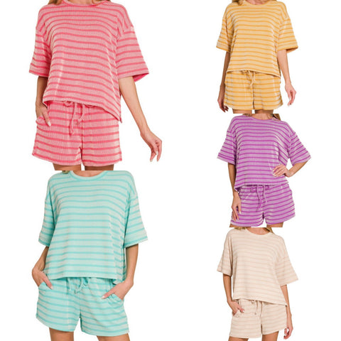 Striped Tee/Shorts Set