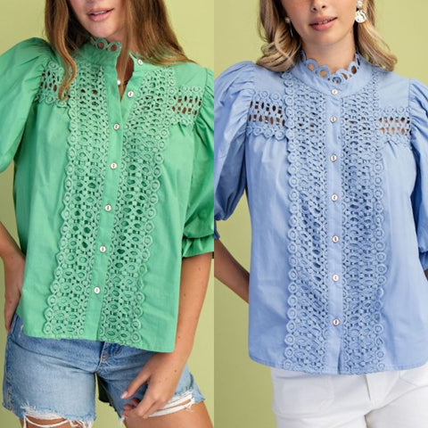Trim Detail Button Down Top