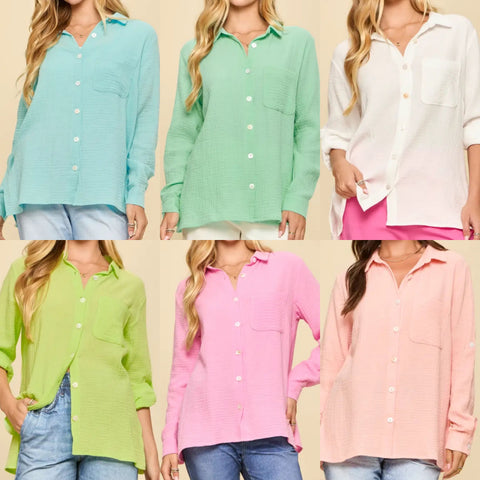 Breathable Cotton Button-Down Top