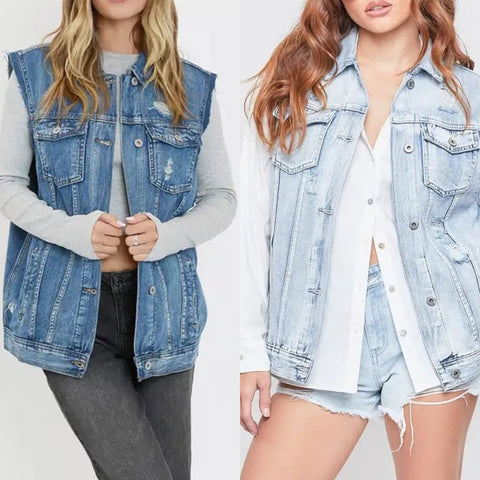 Oversized Boyfriend Fit Denim Vest