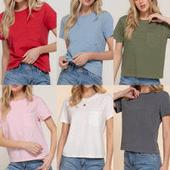 Short Sleeve Pocket Knit Top