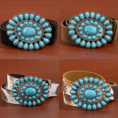 Western Concho Turquoise Stone Buckle Belt