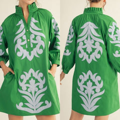 Baroque Floral Applique Shift Dress