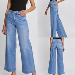 High Rise Wide Leg Trouser Hem Jeans