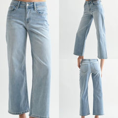Mid-Rise Wide Leg Ankle Jeans
