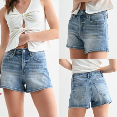 High-Rise Denim Shorts
