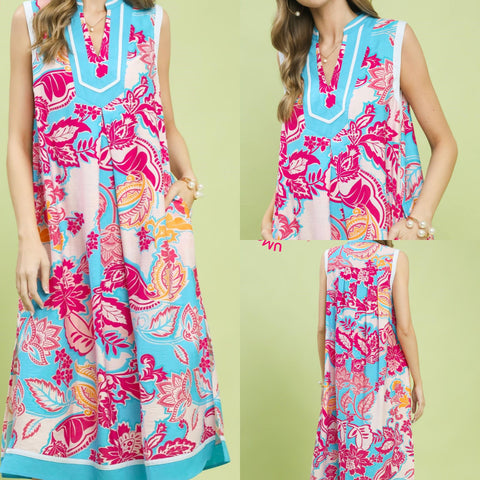 Floral Sleeveless Midi Dress