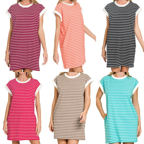Striped Contrast T-Shirt Dress