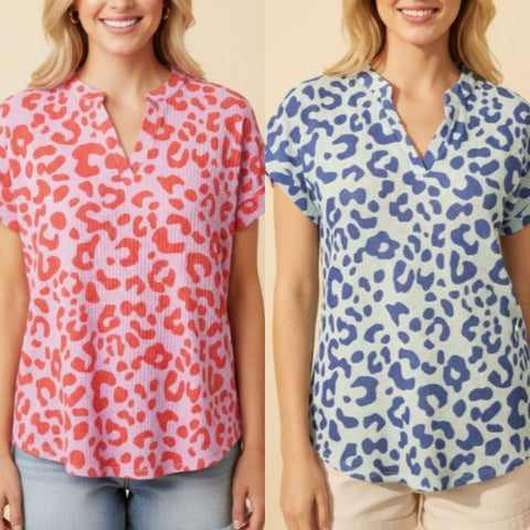 Animal Printed V-Neck Top