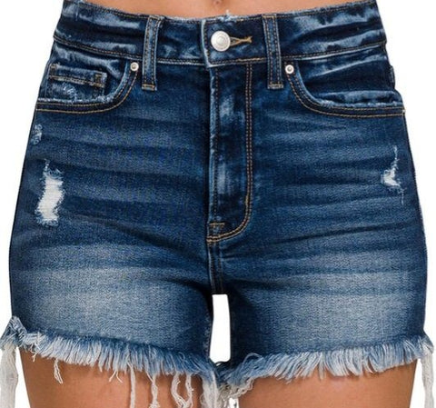 Raw Frayed Hem Ripped Denim Shorts