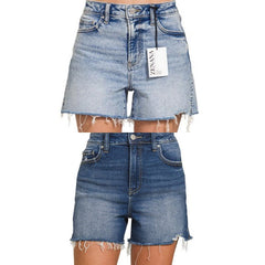 Distressed Hem Denim Shorts