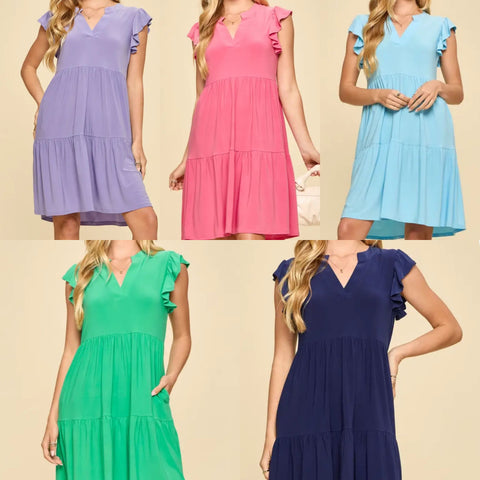 Flutter Sleeve Tiered Forever Dress