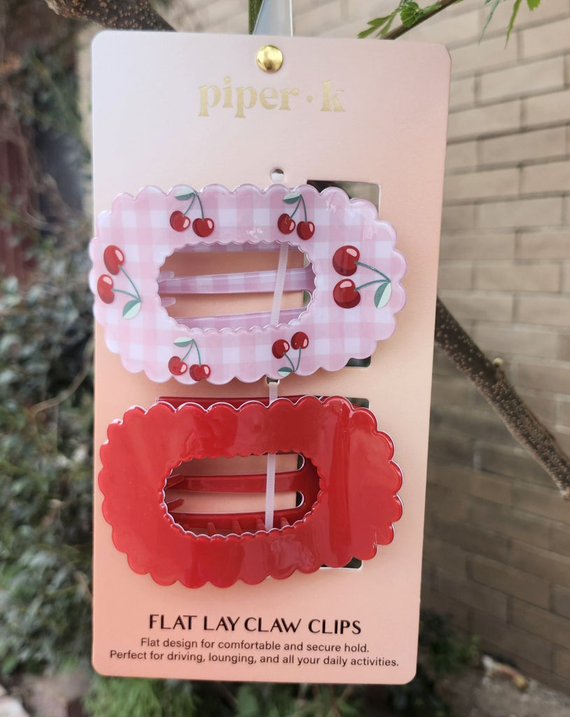 Cherry Flat Lay Hair Claw Clips
