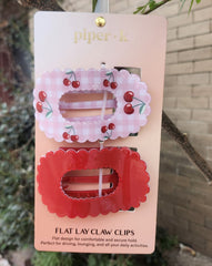 Cherry Flat Lay Hair Claw Clips