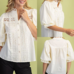 Trim Detail Button Down Top