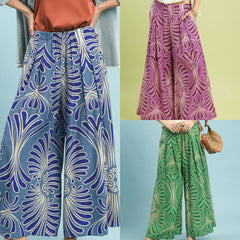 Feather Print Wide Leg Pants