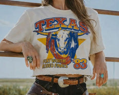 Fort Worth Texas Rodeo Finals 83 Relaxed Crop Tee