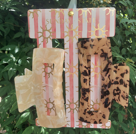 Animal Printed/Crackled Hair Clips