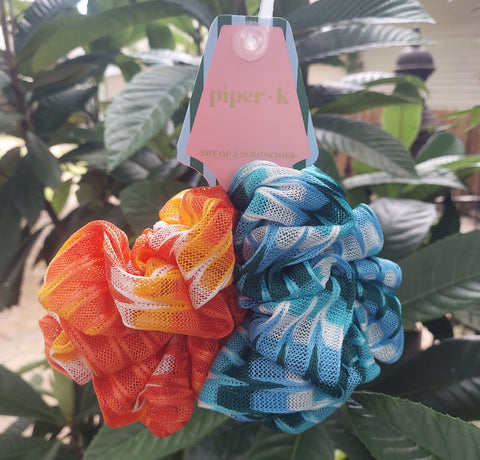 Blue/Orange Hair Scrunchies