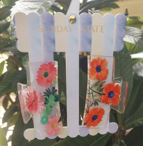 Floral Painted Hair Clips