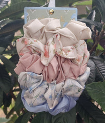 Pastel Floral Printed Hair Scrunchies
