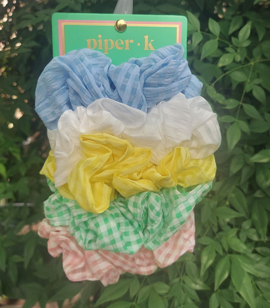 Pastel Checkered Hair Scrunchies