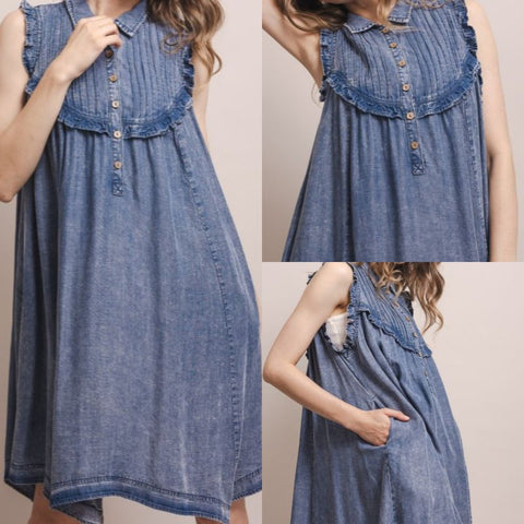 Babydoll Sleeveless Collared Dress