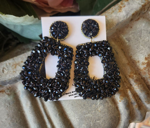 Black Beaded Earrings